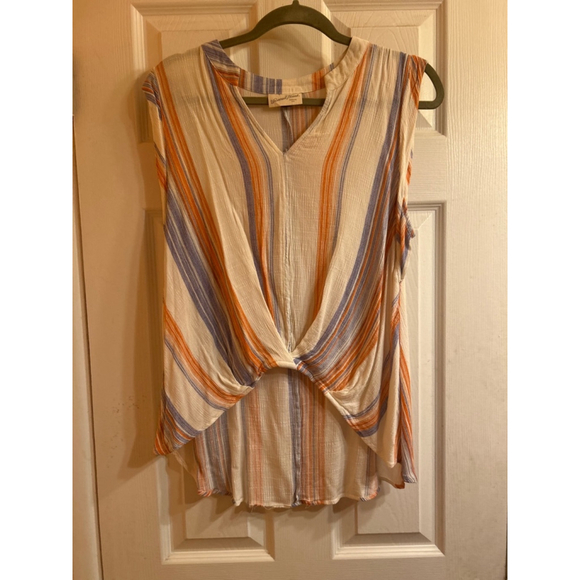 Universal Thread Tops - Women's Universal Thread Blouse, L, White & Orange